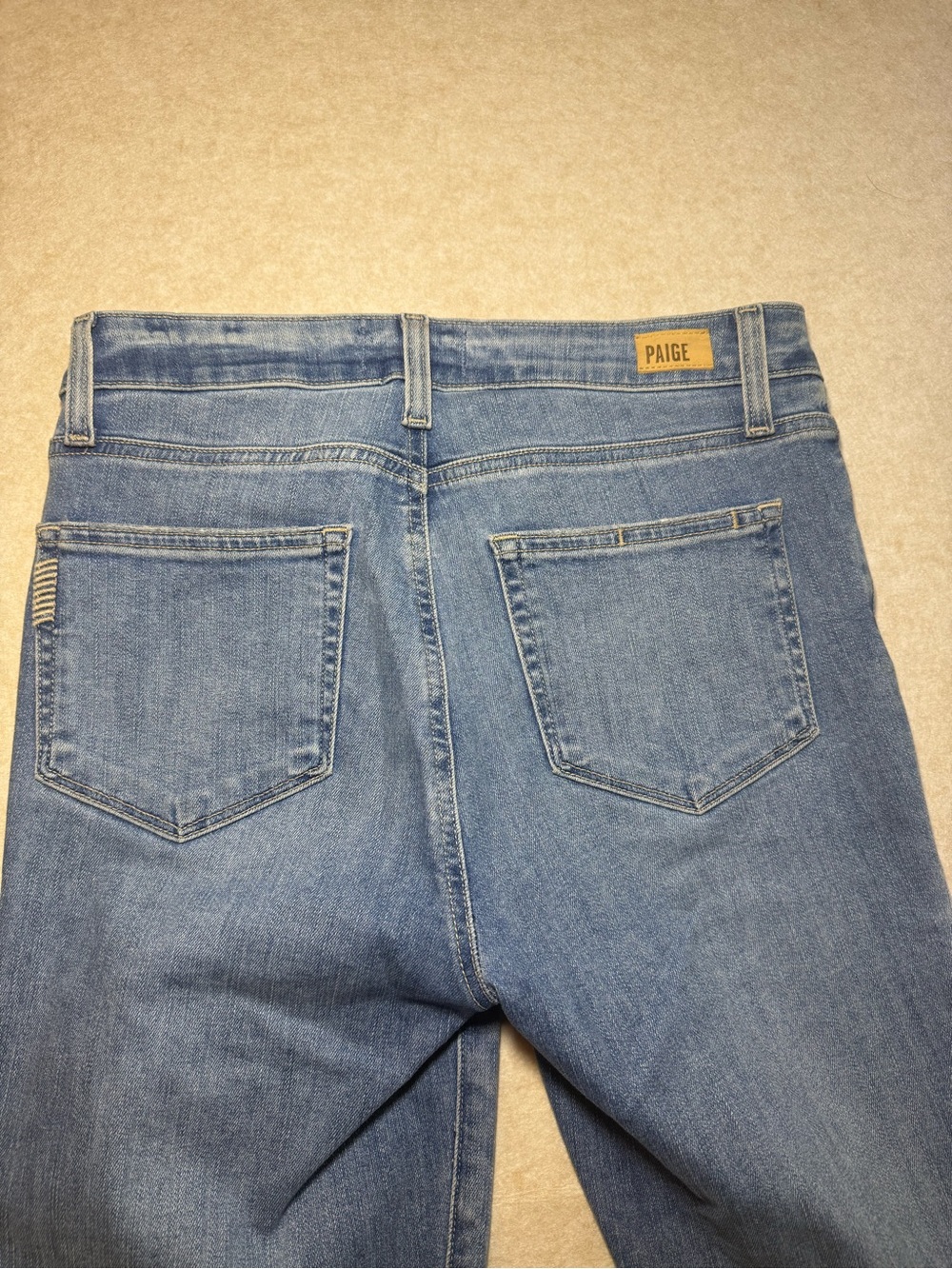 PAIGE Women's Light Wash Rory Crop Flare Wide Denim Jeans Raw Hem Size 28 - Picture 7 of 10